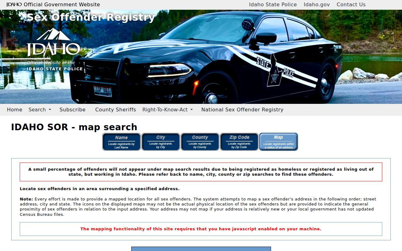 Benewah County sex offender map radius search